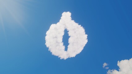 3d rendering of white clouds in shape of symbol of onion on blue sky with sun