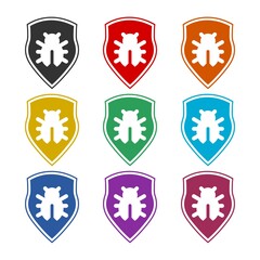 Obraz premium PC security shield icon isolated on white background color set