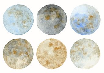 Watercolor Circles Isolated White Background