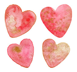 Obraz na płótnie Canvas Watercolor Pink Hearts