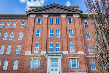 Fototapeta premium Imposing facade in the historic center of Longueuil, Quebec (Canada)