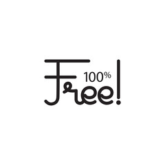 Free icon. Modern vector calligraphy. Ink illustration isolated on white. Hand lettering for free symbol.