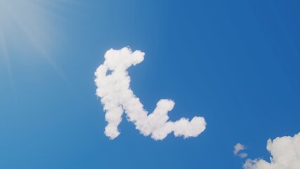 3d rendering of white clouds in shape of symbol of high heel sandals on blue sky with sun