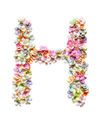 The letter H. Floral alphabet. Set of flower letters isolated on white. Flower font.