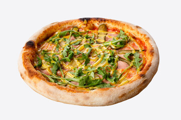 Pizza isolated on a white background. Way in path.