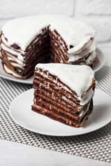 Homemade chocolate cake with cream