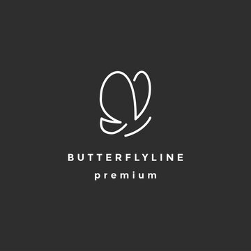 Butterfly Logo geometric design abstract vector template Linear style icon. On Black Background