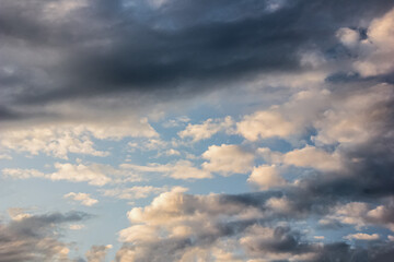 Blue sky and white clouds very textured white clouds.