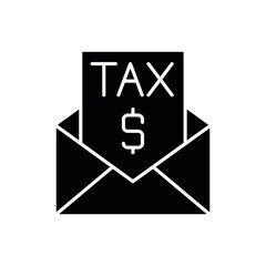 Tax form glyph icon. Taxation. Contour symbol. Vector isolated outline drawing.
