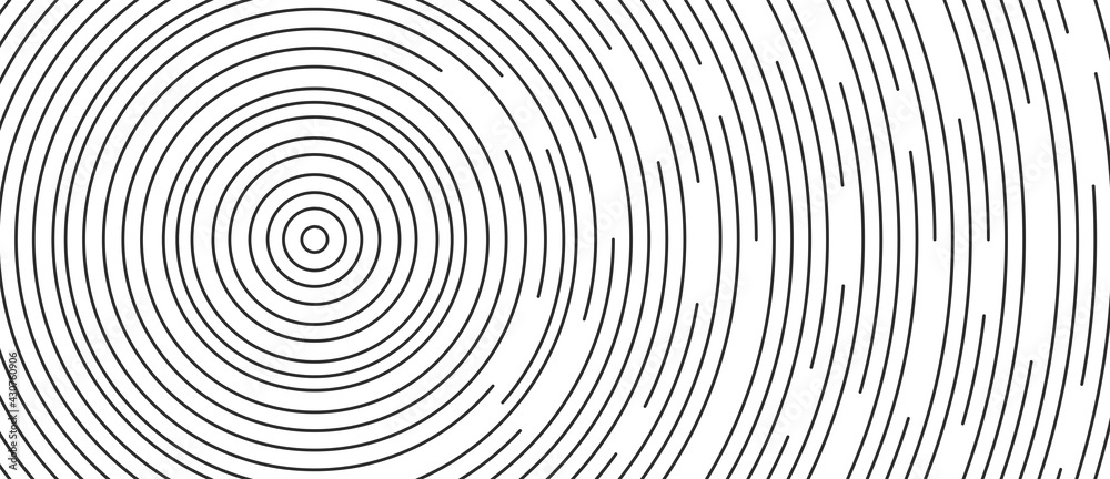 Wall mural circular lines geometric background in abstract style. modern line art illustration with black circu