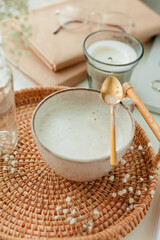 Home Office. Work. Laptop, coffee, flowers, spring, home decor. Cozy.