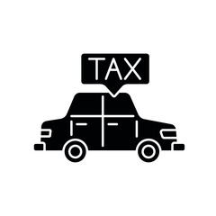 Transport tax glyph icon. Taxation. Contour symbol. Vector isolated outline drawing.