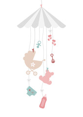 Mobilé Hängende Babysymbole Mädchen Rosa Mintgrün