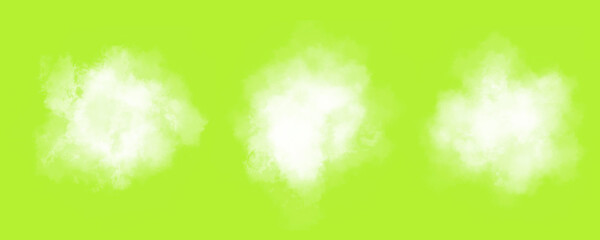 White clean fresh clouds on a green summer background. Illustration. Air