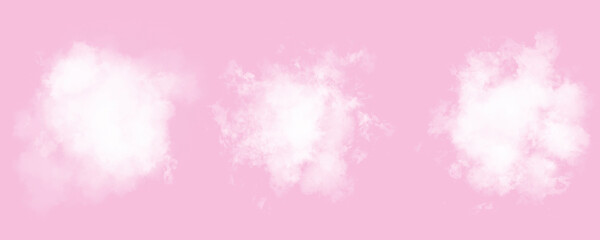 White clean fresh clouds on a pink background. Illustration. Air