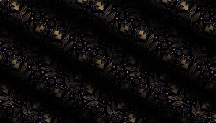 Textile design pattern texture on black background