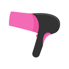 Pink hair dryer icon. Isolated flat vector illustration.