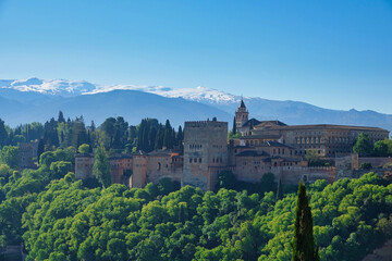 Fototapeta na wymiar View of the Alhambra in Granada (Spain), one of the most visited World Heritage monuments