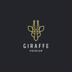 Elegant giraffe head mono line gold logo icon design template vector illustration © SachyStd