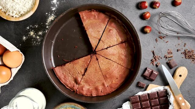 chocolate cake with ingredients