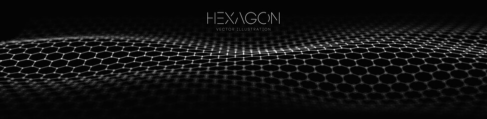 Hexagon wave vector template. Modern 3d graphic geometric background. Digital technology web flow abstract background. EPS 10.