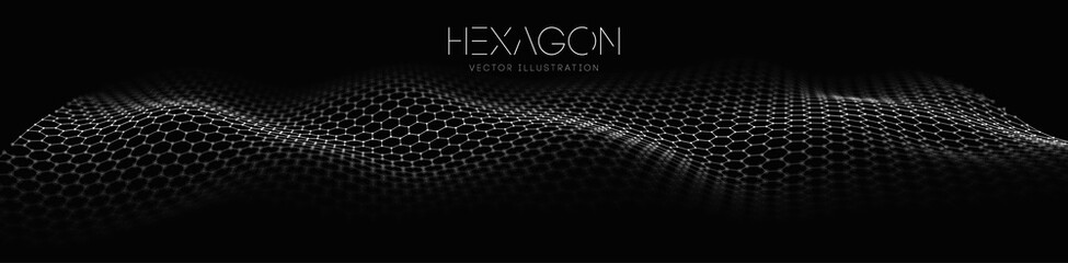 Hexagon wave vector template. Modern 3d graphic geometric background. Digital technology web flow abstract background. EPS 10.