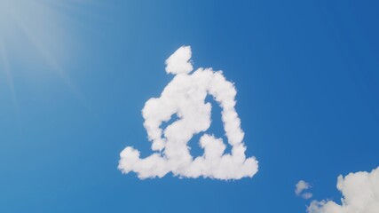 3d rendering of white clouds in shape of symbol of skiing Nordic on blue sky with sun