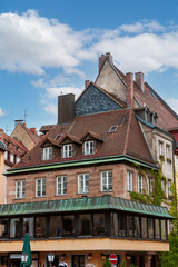 Old town and tiled roofs. Nuremberg, Germany