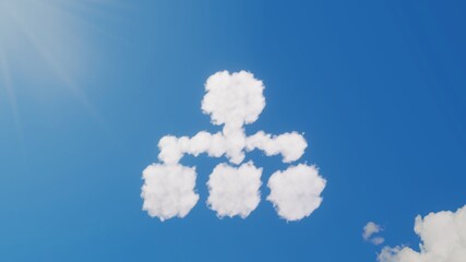 Fototapeta 3d rendering of white clouds in shape of symbol of sitemap on blue sky with sun obraz