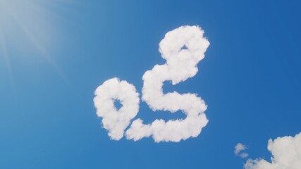 3d rendering of white clouds in shape of symbol of route on blue sky with sun