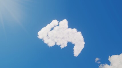 3d rendering of white clouds in shape of symbol of reply all on blue sky with sun