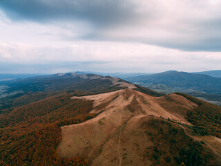 Fototapeta na wymiar Autumn Mountains Hills Drone View
