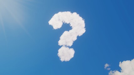 3d rendering of white clouds in shape of symbol of question on blue sky with sun