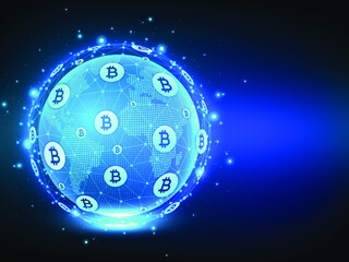 Cryptocurrency concept bitcoin technology background design