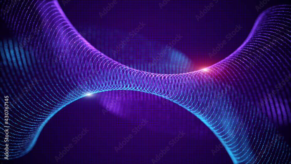 Wall mural connection abstract science mystery fractal cyberspace particles mesh grid as 3d template design spo