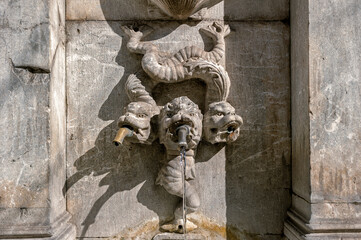 Fototapeta na wymiar Guardia Sanframondi - Monument of the Fountain of the People built in 1886. 