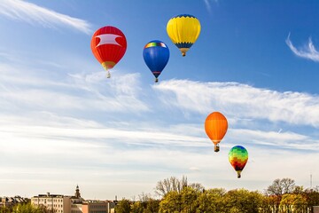 Fototapeta premium beautiful balloons against sunset