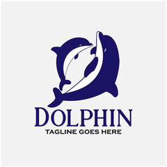 dolphin design logo vector. illustration dolphin and sun design vector