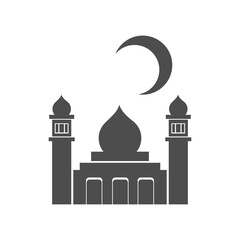 simple mosque with moon, elegant style black white vektor