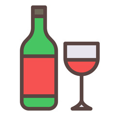 wine glass alcohol single isolated icon with filled line style