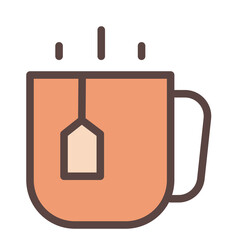 tea mug warm single isolated icon with filled line style