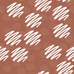 Hand drawn doodle lines. Abstract contemporary modern trendy vector illustration. Monochrome seamless pattern on dark background.