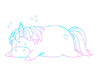 Cute cartoon unicorn. Hand drawn illustration for designing baby clothes, kid print, posters, coloring page