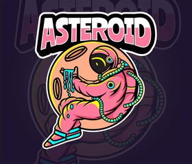 asteroid astronaut mascot logo design template, esport logo © onama.studio