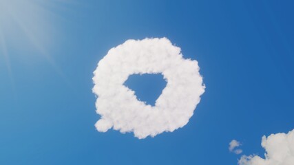3d rendering of white clouds in shape of symbol of multimedia on blue sky with sun