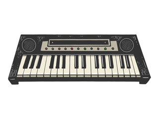 Synthesizer piano sketch engraving raster
