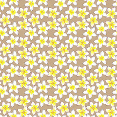 Hand drawn watercolor pattern with yellow and white flowers