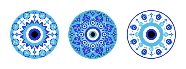 Blue mandala evil eye, greek amulet against evil eye