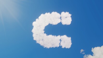 3d rendering of white clouds in shape of symbol of magnet on blue sky with sun