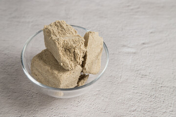 Close-up of halva made from sunflower seeds . Vegan product